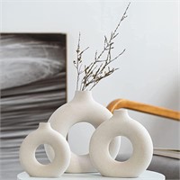 White Ceramic Vases Set 3  Small+Big+Large