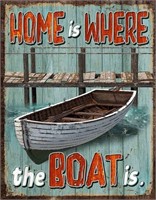 Home Is Where The Boat Is Tin Sign