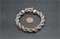 Mexican Sterling Rope Chain Bracelet 51g