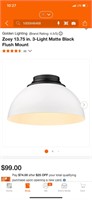 Zoey 15.75" 3-Light Matte Black Flush Mount Light