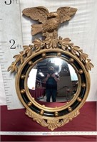 Vintage Gilt Wood Ornate Bull's Eye Eagle Mirror