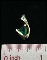14 KT Emerald And Diamond Pendant Slide
