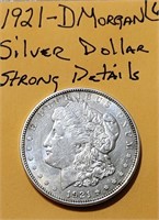 1921-D Morgan Silver Dollar- Strong Details