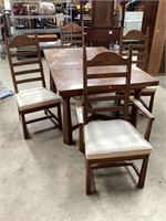 Heavy Duty, Solid Oak Table With Four Chairs