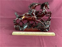 Vintage Chinese Red Cast Resin Carved Statue Of