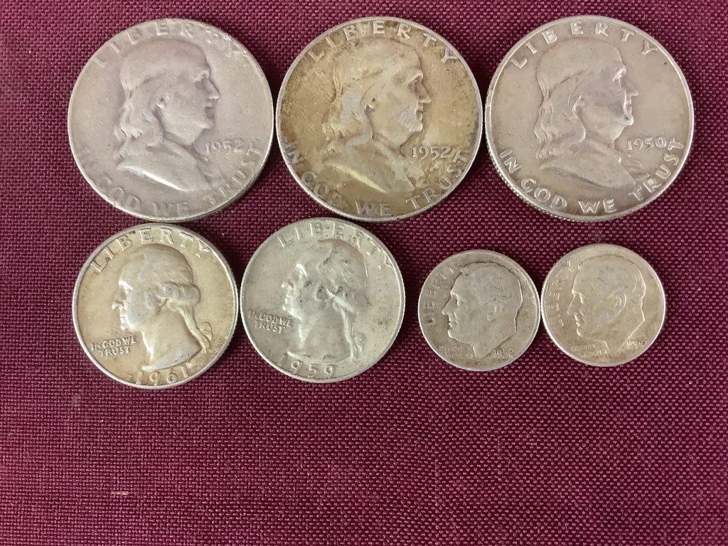 Silver Coins Mixed Lot Of 7