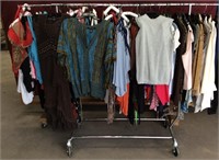 Heavy Duty Rolling Clothing Rack & Ladies Clothes