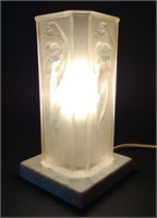 Art Deco Nude Frosted Glass Table Lamp (Works)