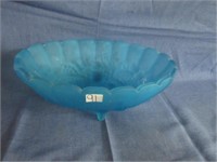 footed blue glass dish