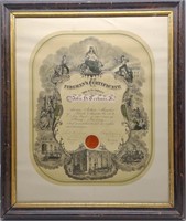 Antique Fireman's Certificate Kearny, New Jersey