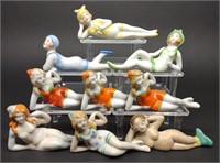 9 Vintage Japan Bathing Beauty Porcelain Figures