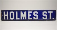 Vintage Holmes St. Porcelain Street Sign