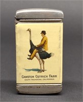 Ostrich Farm Advertising Celluloid Match Safe