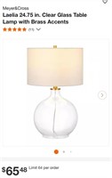 Clear Glass Table Lamp with Brass Accents