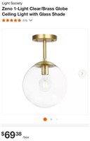 Light Society Brass/Clear Globe Ceiling Light