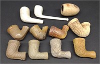 11 Antique Clay Pipe Bowls