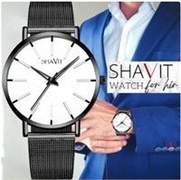 Shavit Black/White Quartz SS Watch Ulta Thin #03