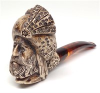 Meerschaum Tobacco Pipe Carved Head