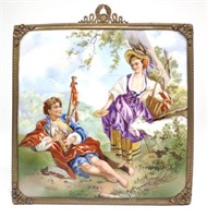 Victorian Painted Porcelain Tile Plaque