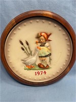 1974 Hummel collector plate in frame