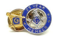 2 Masonic Pins (10K Gold & Sterling Silver)