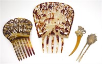 4 Art Deco Hair combs