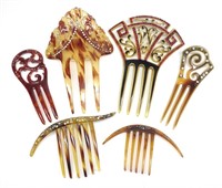 6 Art Deco Hair Combs - B