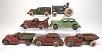 7 Early Arcade Cast Iron Toy Trucks & Cars