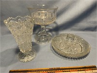 Crystal candy dish and another items
