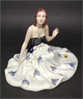 Royal Dux Porcelain Lady in Dress Figure 7" Tall