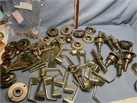 Large lot of used brass door parts