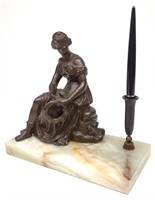 Antique Figural Pen Stand w/ Agate Base