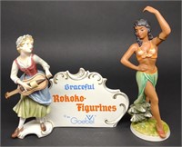 2 Vintage Goebel Porcelain Island Dancer & Plaque