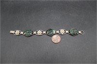 Gold Plated Sterling Jade Link Bracelet