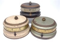 3 Vintage Rotary Tape Measure Clocks