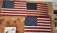 Lot Of 4 VTG USA Flags 3 Small ones 1 LG Betsy