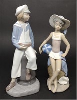 2 Lladro Sailor & Beach Girl Figures #4810 & 5219