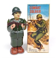 T.N. Japan Wind-Up Tin Combat Soldier Toy w/ Box