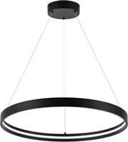 Black Modern LED Chandelier  Dimmable  1-Ring Pend