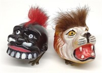 2 Japan Mad Cannibal & Lion Wind-up Toys