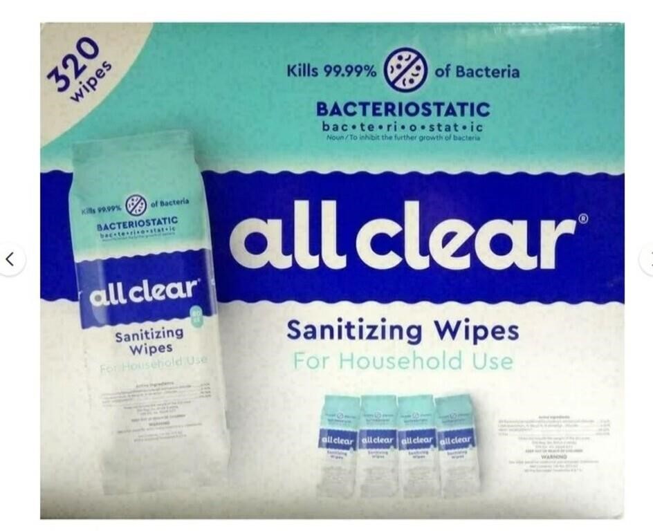 All Clear Sanitizing Wipes, 320 Count
