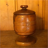 Old Wooden Lidded Tobacco Jar