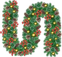 9FT Pre-lit Christmas Garland with Pinecones  Spru