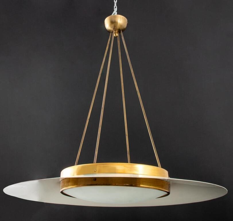 Italian Modern Large Brass & Aluminum Pendant Lamp