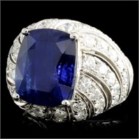 18K Gold Ring with 10.60ct Sapphire & 2.87ctw Diam