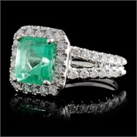 2.50ct Emerald & 1.03ct Diamond Ring, 18K WG