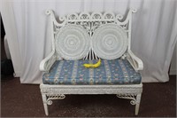 Victorian Ornate White Wicker Settee