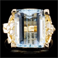 Aquamarine & Diamond Ring in 14K Gold, 6.31ctw