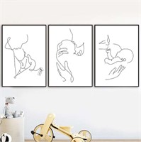 3Pc B/W Art Canvas Poster Mother Baby-161 40x60cm/