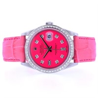 36MM Hot Pink Diamond Rolex DateJust Watch